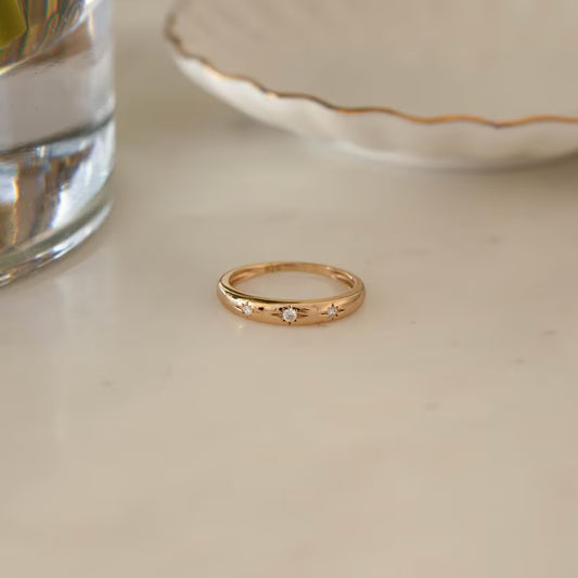 Classic Gold Bezel Crystal Ring for Women