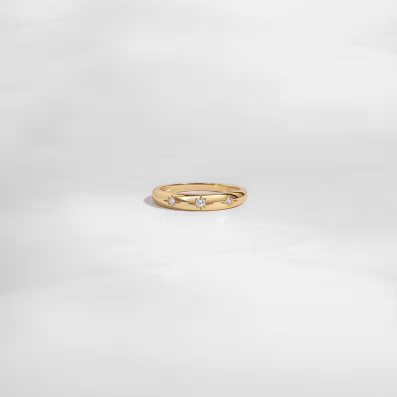 Classic Gold Bezel Crystal Ring for Women