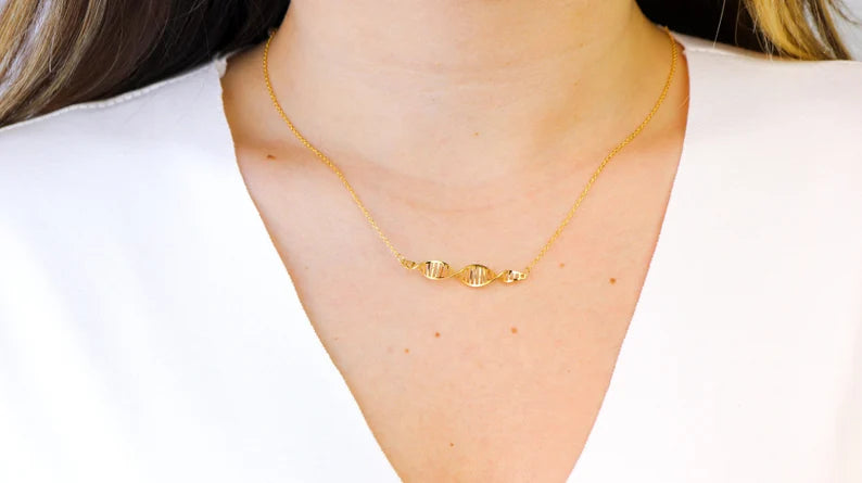 gold DNA wave pendant necklace
