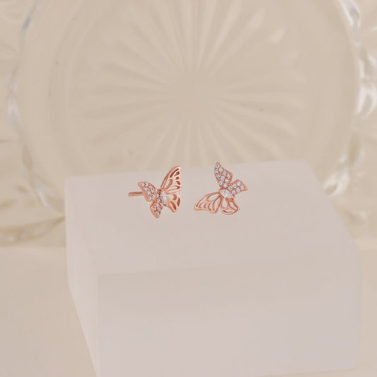 Minimal Butterfly Stud Earrings in Gold Finish