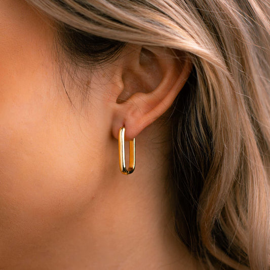 Minimal Gold Oval Hoop Earrings | Lightweight Daily Wear Stud Hoops