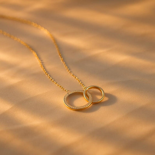 Minimal Double Circle Pendant Necklace for Women