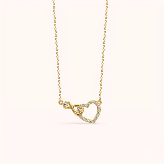 Delicate Crystal Heart Pendant Necklace in Gold Finish