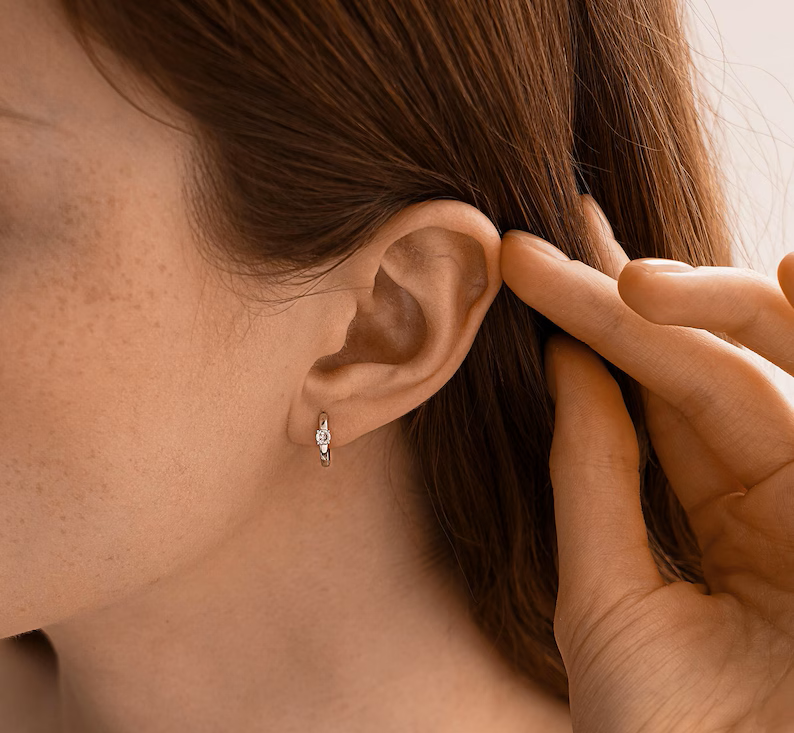 Minimal Gold Drop Earrings with Tiny Crystal